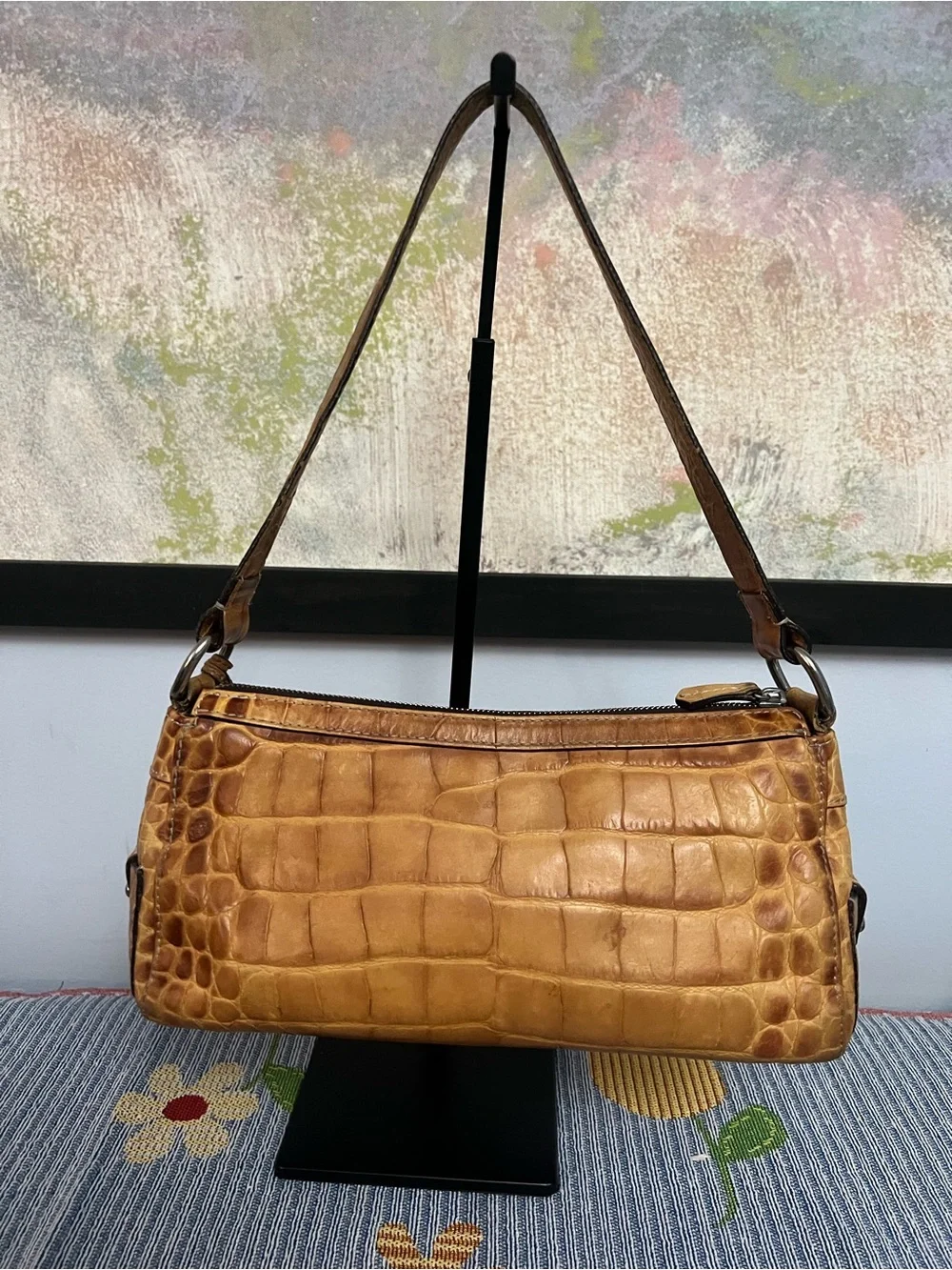 Dooney & Bourke RARE Croc-Embossed Shoulder Bag in Tan